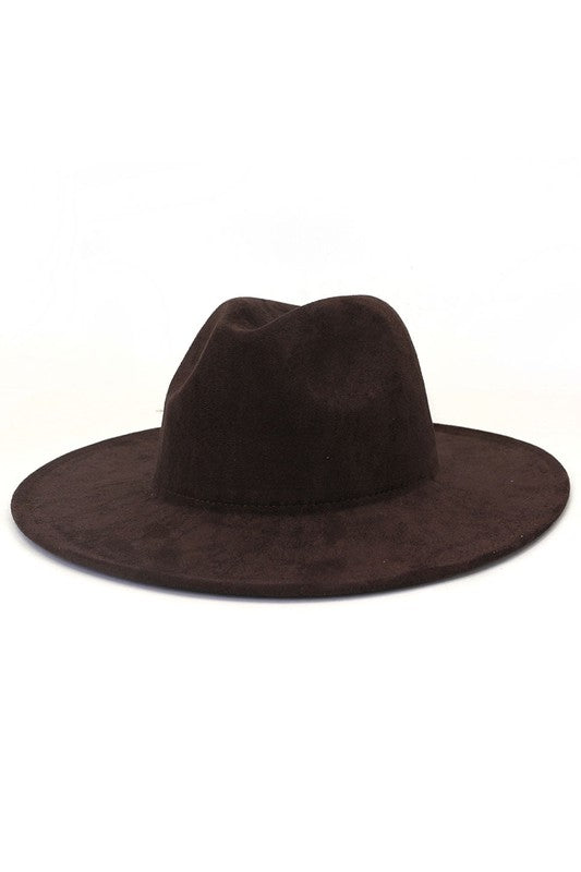 Coffee Faux Suede Panama Hat