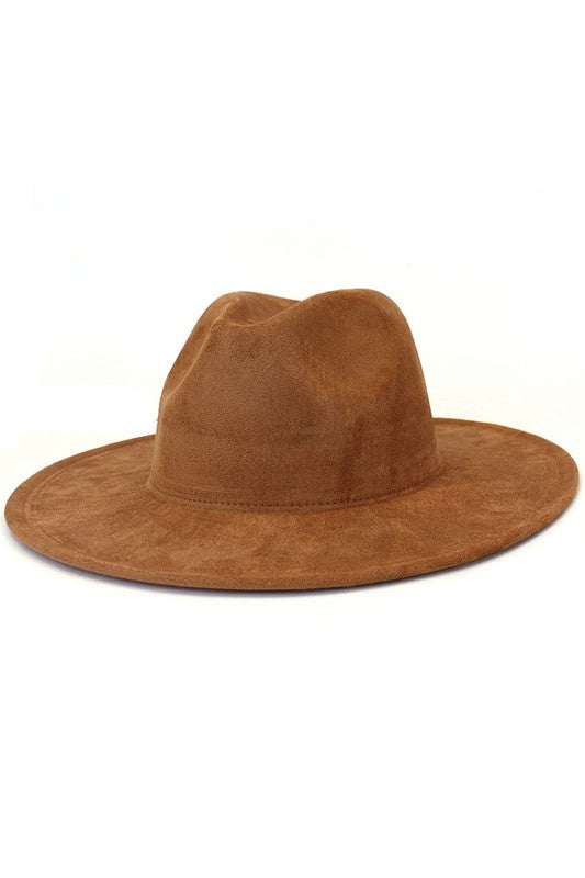 Khaki Faux Suede Panama Hat