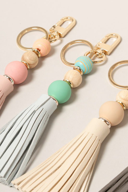 Wood Beads Key Ring