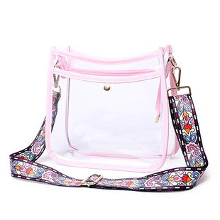 Pink Stadium Bag with Boho Strap