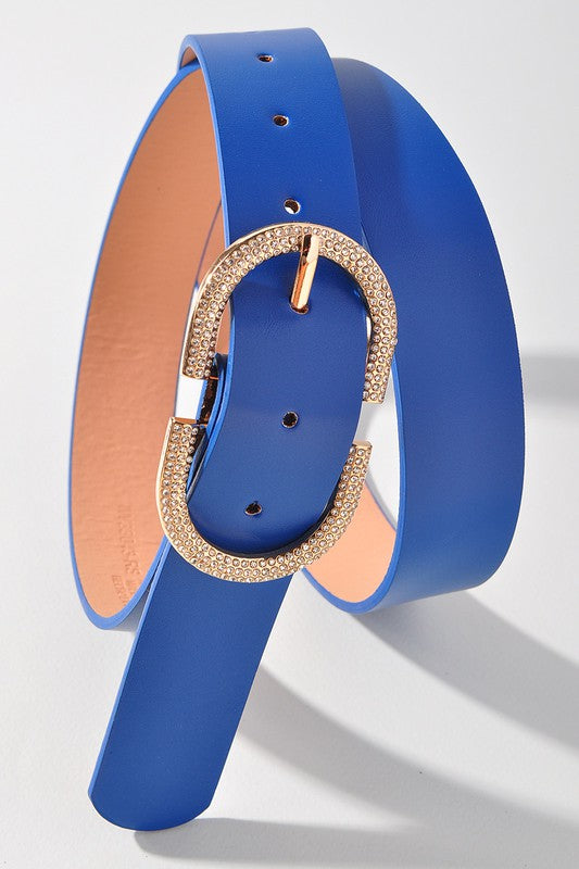 Royal Blue Oval Rhinestone Buckle