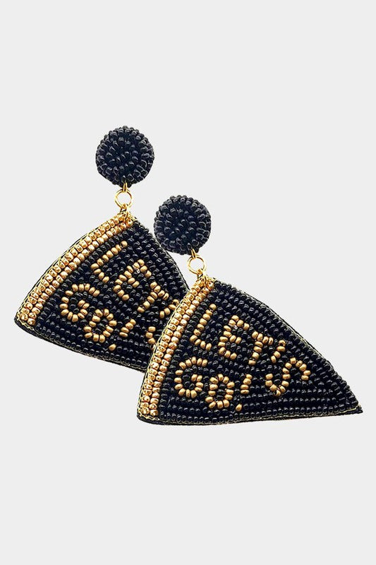 Black Beaded Lets Go Pennant Earring