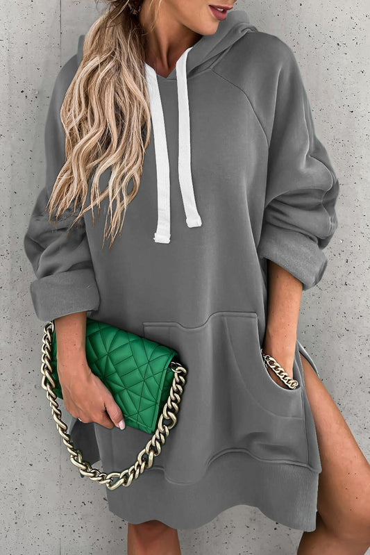 Grey Oversized Drawstring Hoodie