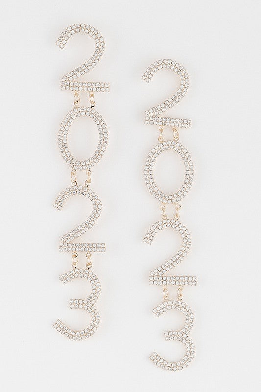 Gold Crystal 2023 Drop Earrings