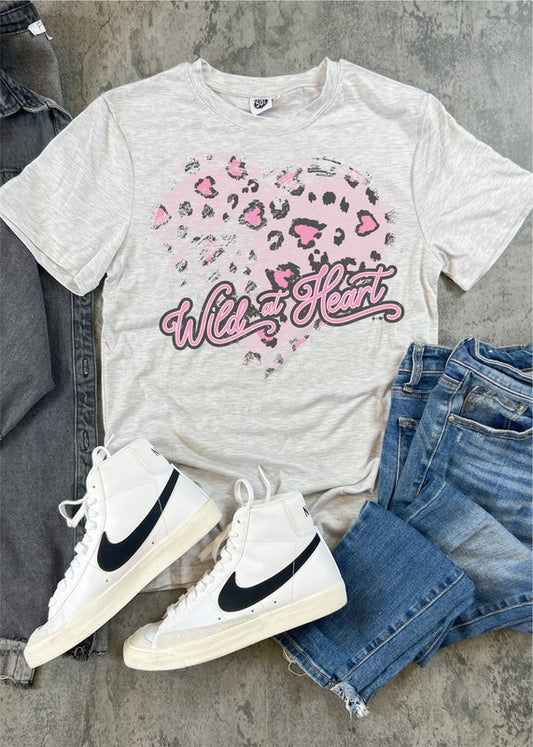 Grey Wild At Heart Graphic Tee