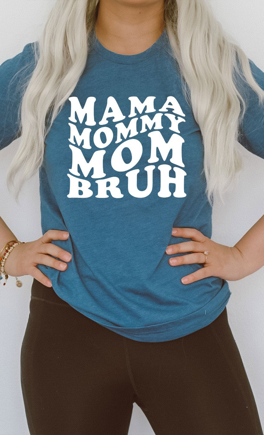 Plus Heather Teal Mama Bruh Graphic Tee