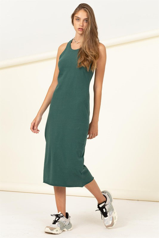 Hunter Green Fun Day Tank Midi Dress