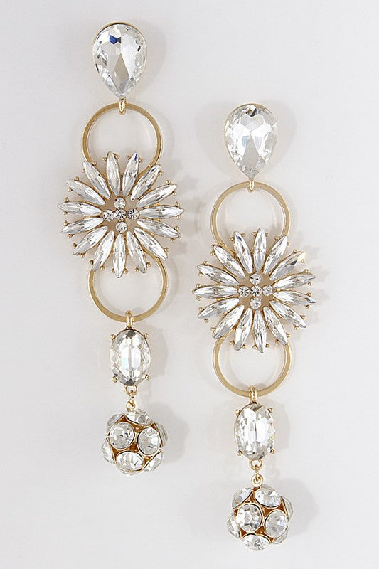 Gold Clear Rhinestone Earrings