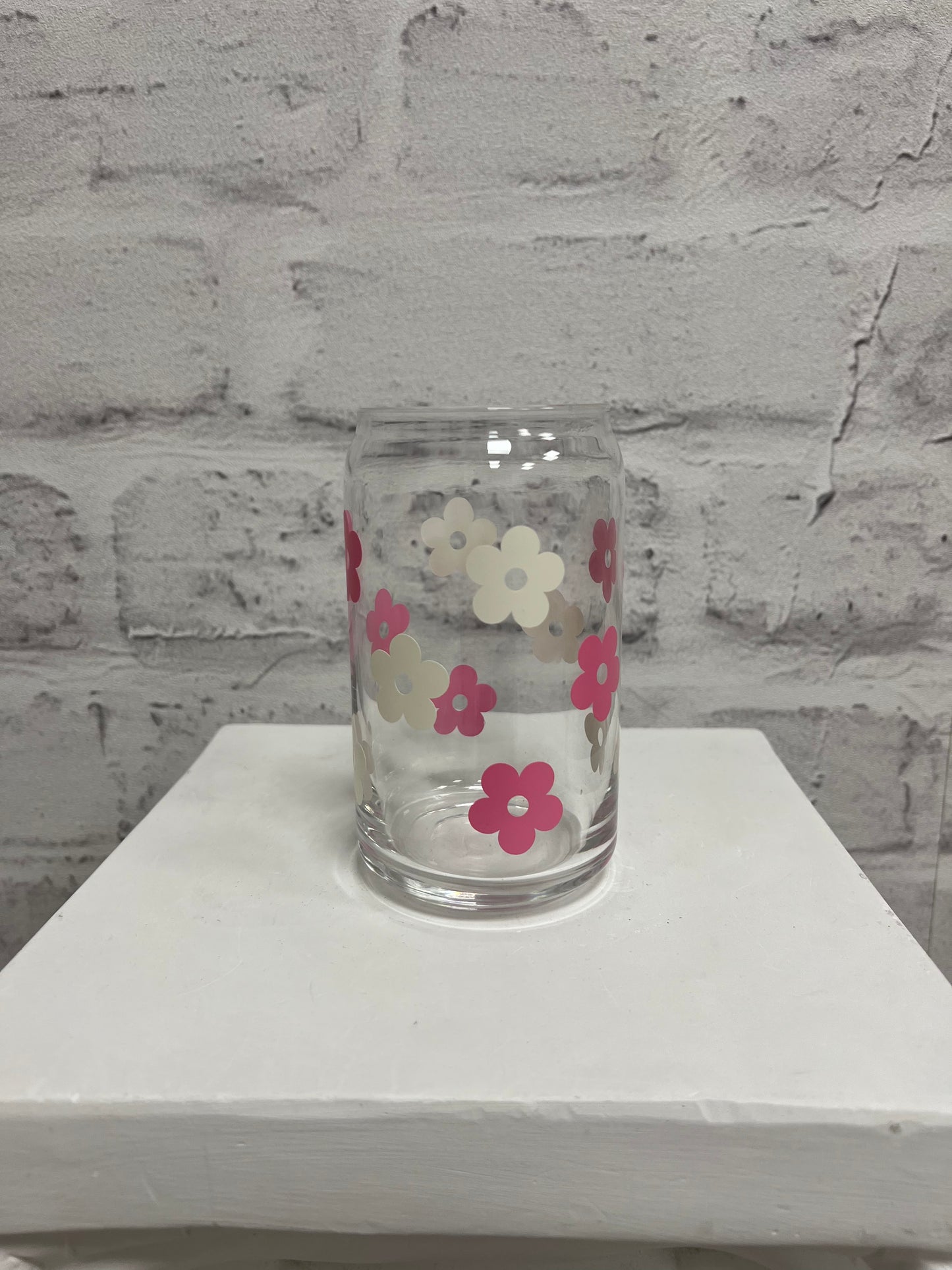 16oz Retro Flower Glass Cup