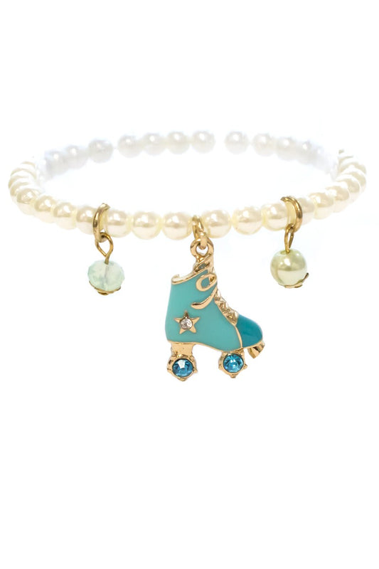 Girls Pearl Elastic Charm Bracelet