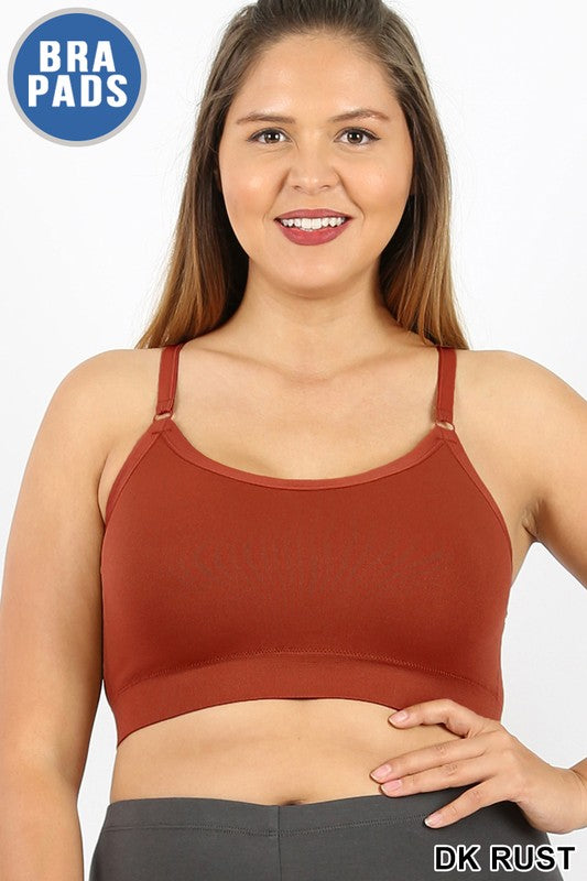 Plus Cross Back Padded Seamless Adjustable Bralette