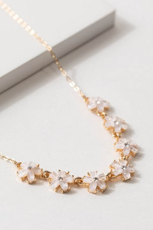 Gold Rhinestone Floral Necklace