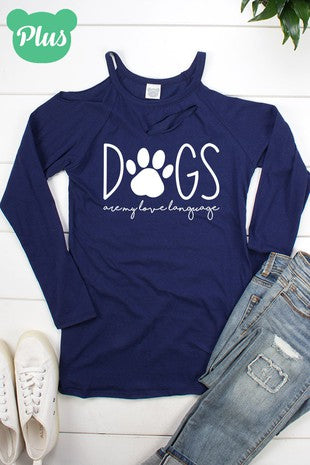 Plus Navy Dogs Front Cut Cold Shoulder