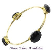 Gold Topaz Glass Crystal Wire Bangle