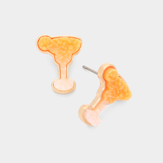 Druzy Orange Ombre Cocktail Earring