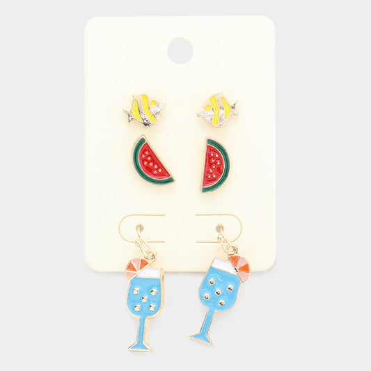 Watermelon Cocktail Earring Set