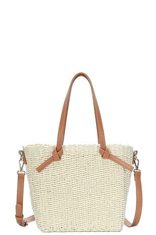 Standing On The Pier Woven Nude Crossbody/Tote