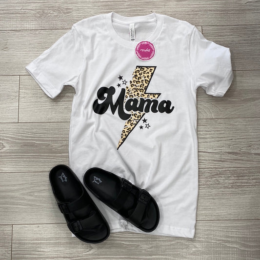 Leopard Mama Lighting Bolt Tee