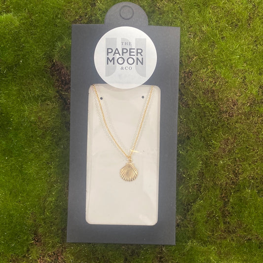 Gold Shell Paper Moon Necklace