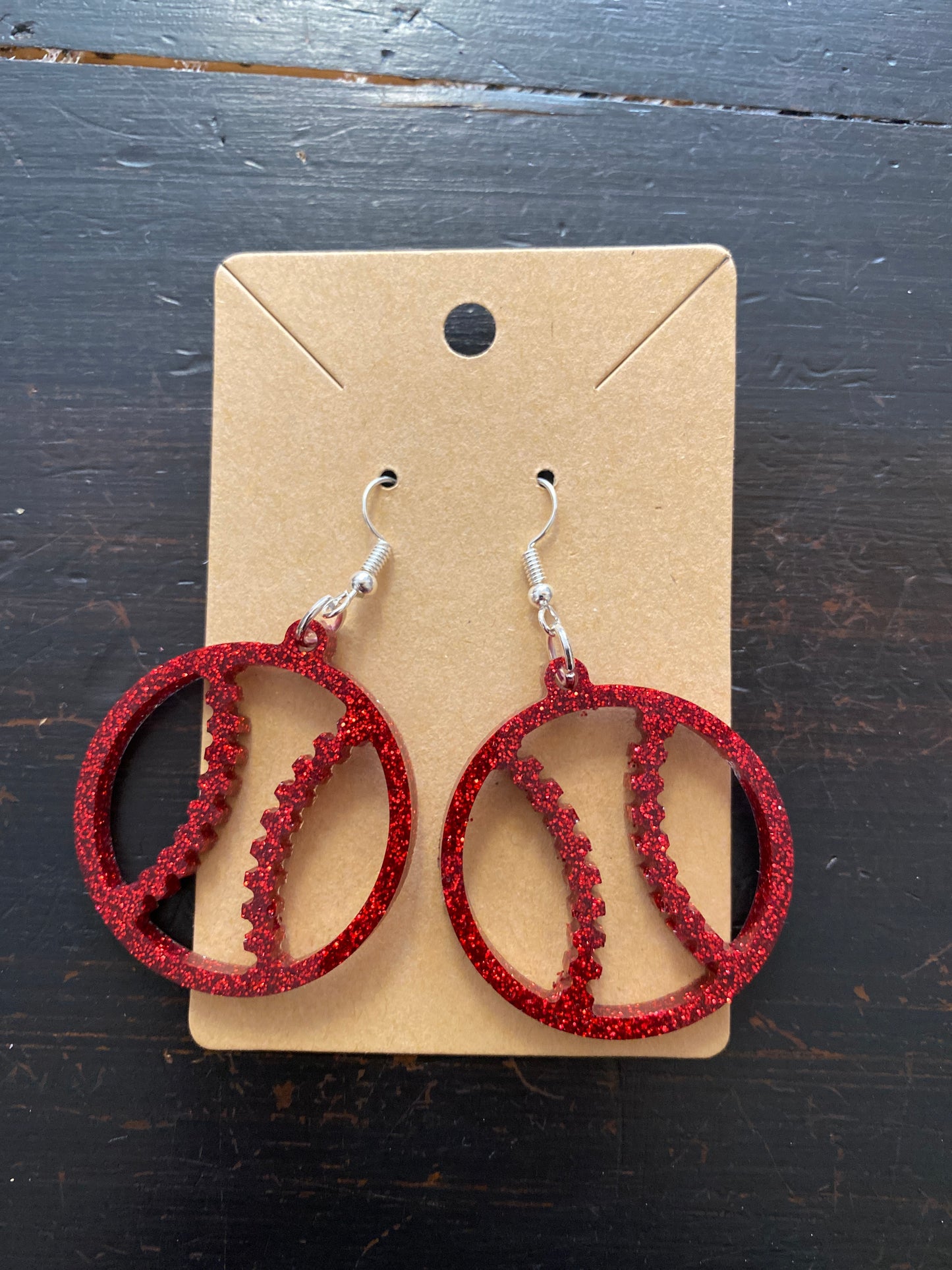 Baseball Resin Glitter Earring