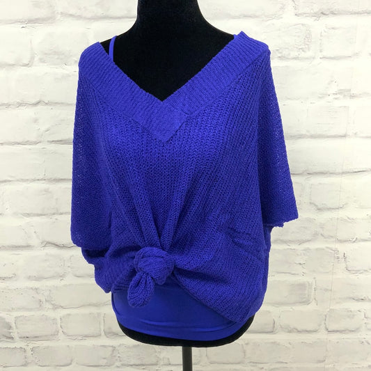 Plus Bright Blue Oversized V-Neck Sweater