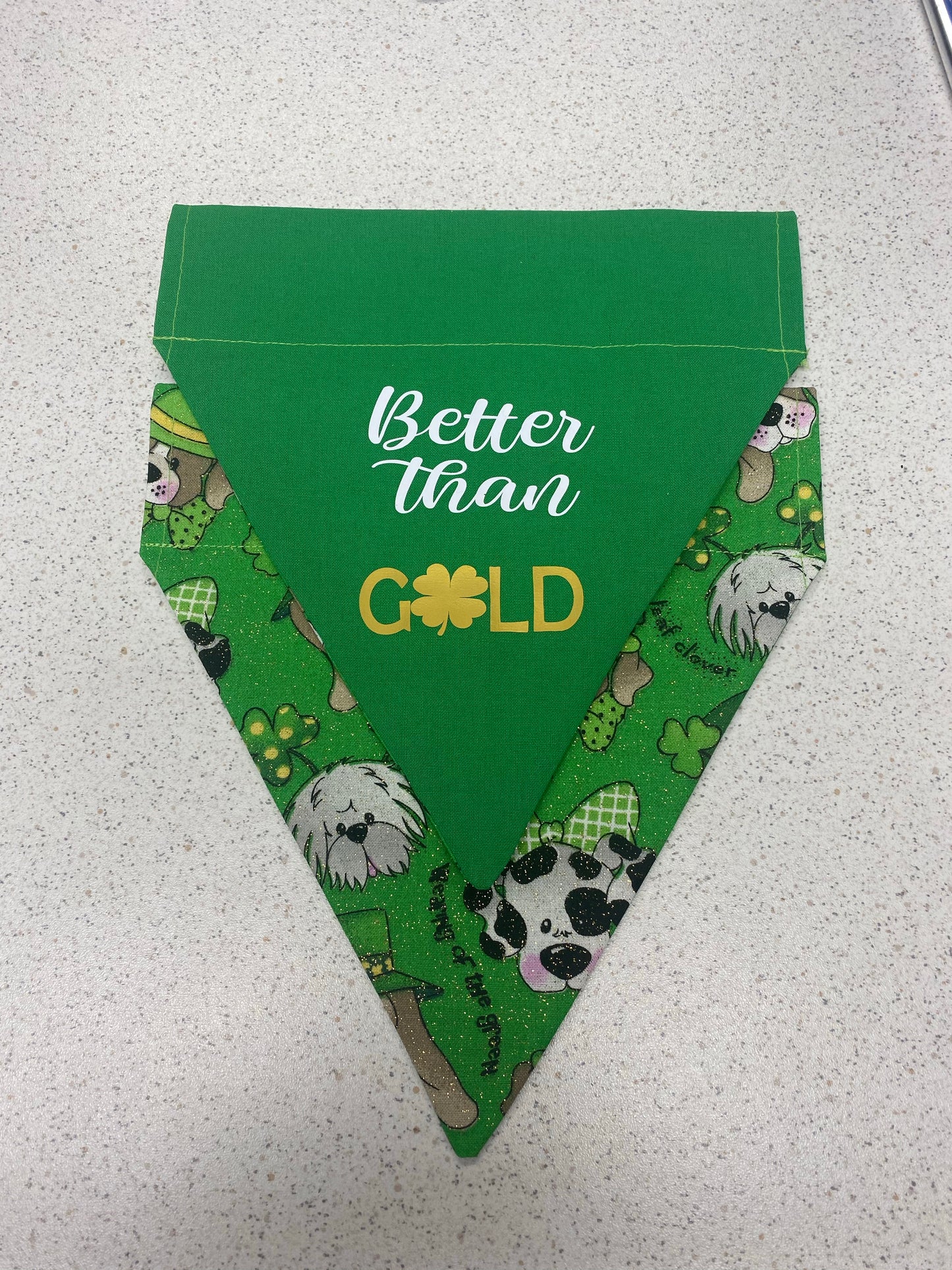 St. Patrick's Day Reversible Dog Scarf Dog Glitter