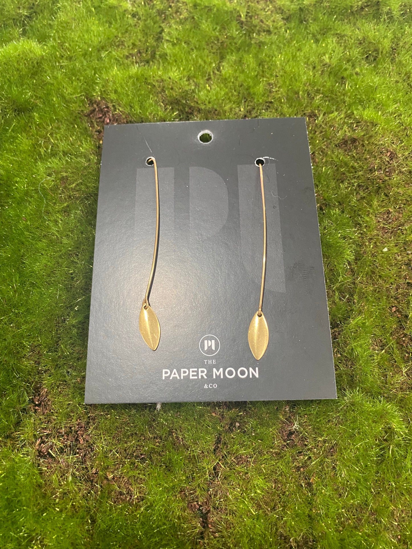 Paper Moon Gold Threader Triangle Drop Earrings