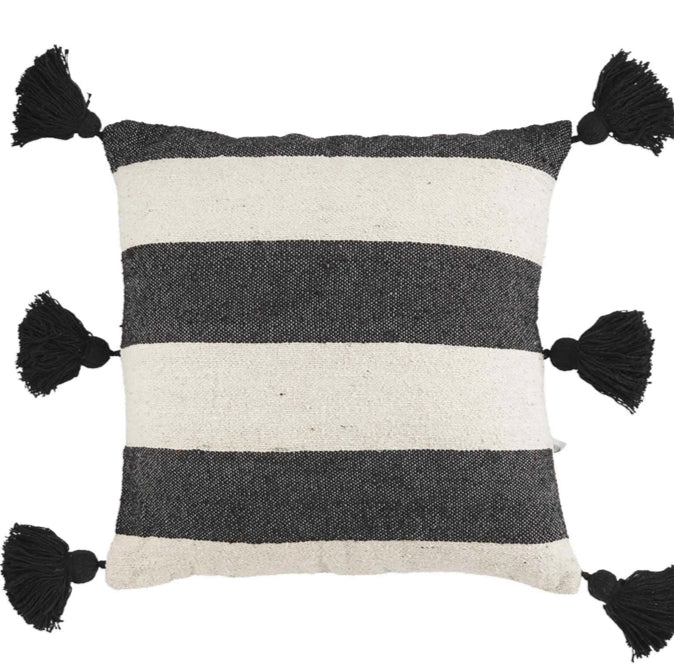 Mud Pie Black Stripe Ponchaa Pillow
