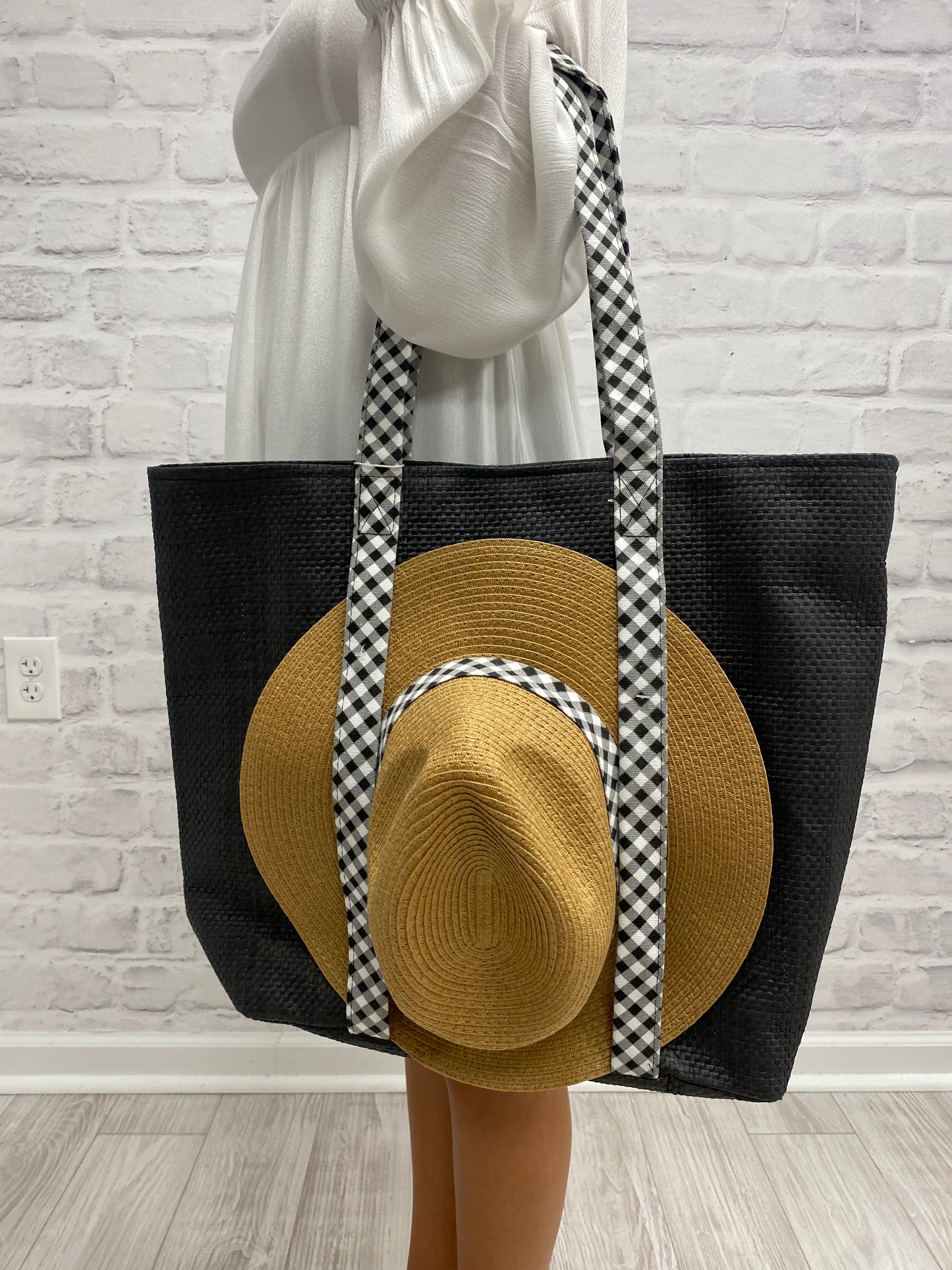 Mud Pie Black Hat/Tote Set