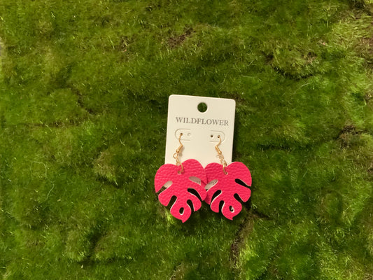 Pink Palm Leaf Earring