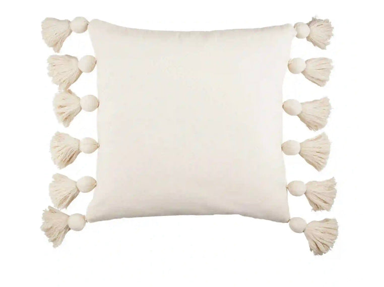 Mud Pie Natural Square Chunky Tassel Pillow