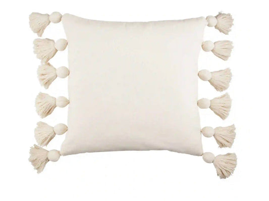 Mud Pie Natural Square Chunky Tassel Pillow