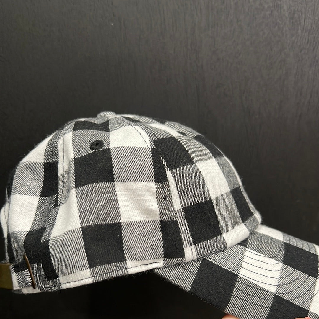 Black & White Buffalo Plaid Baseball Hat