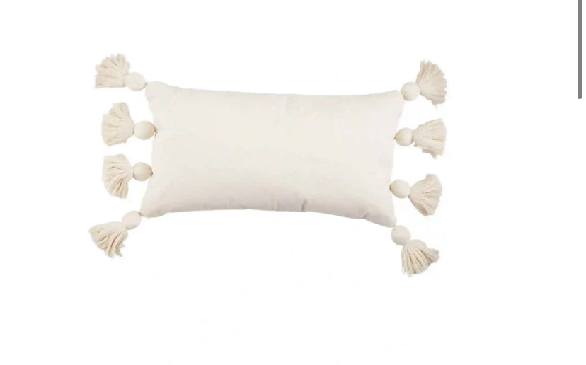 Mud Pie Natural Chunky Lumbar Tassel Pillow