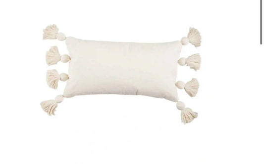 Mud Pie Natural Chunky Lumbar Tassel Pillow