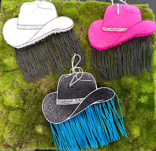 Cowgirl Hat Fringe Car Freshie
