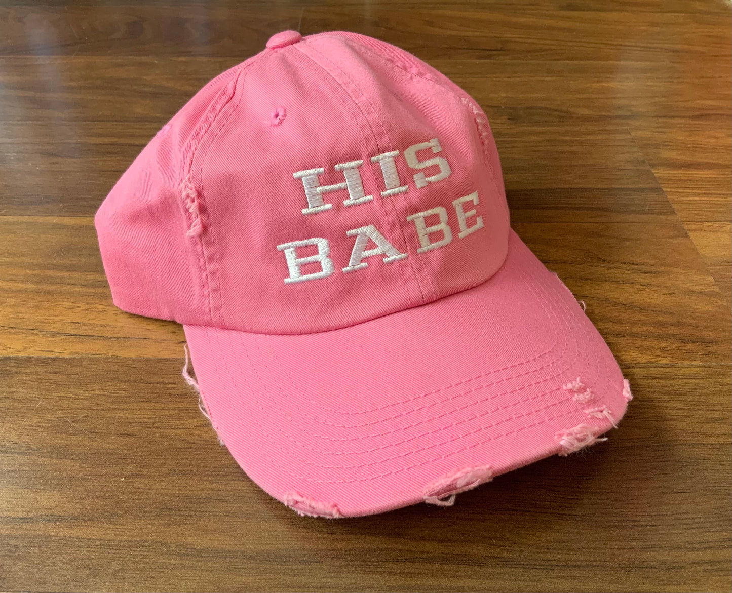 Pink Distressed His Babe Hat