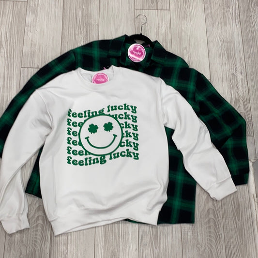 White Lucky Smiley Crew Neck