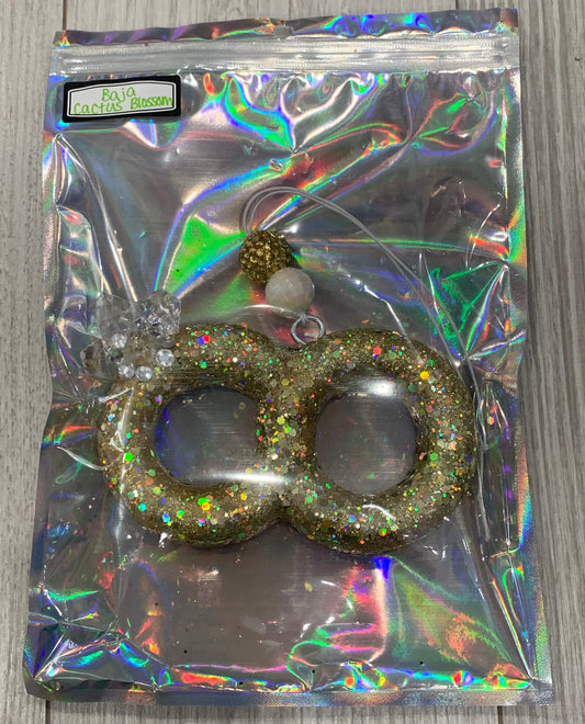 Gold Glitter Double Wedding Rings Car Freshie