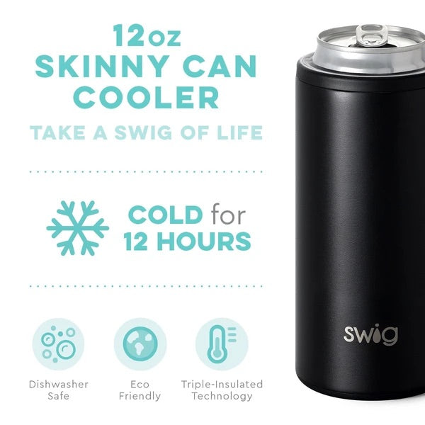 12 oz. Swig Matte Black Skinny Can Cooler