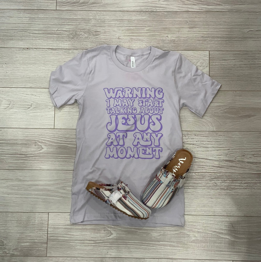 Grey Warning Jesus Tee