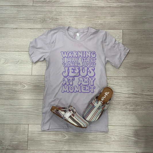 Grey Warning Jesus Tee