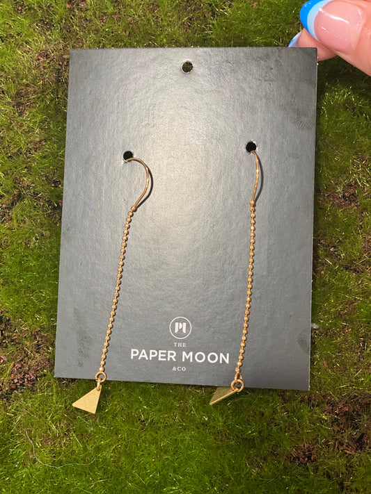 Paper Moon Gold Threader Triangle Drop Earrings