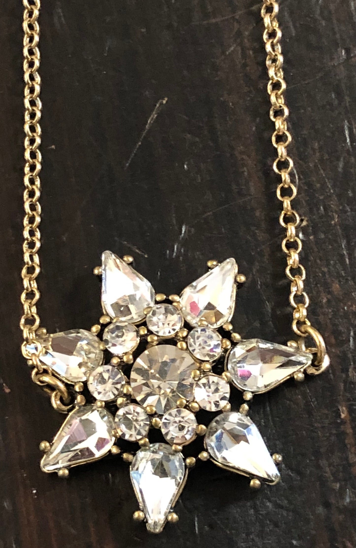 Clear Rhinestone Flower Necklace