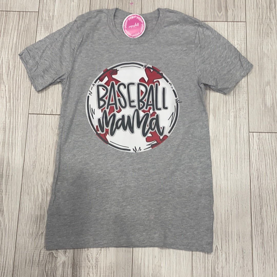 Ash Grey Baseball Mama Tee