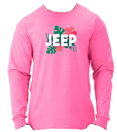 Bubble Gum Pink Tropical 4x4 Long Sleeve Tee