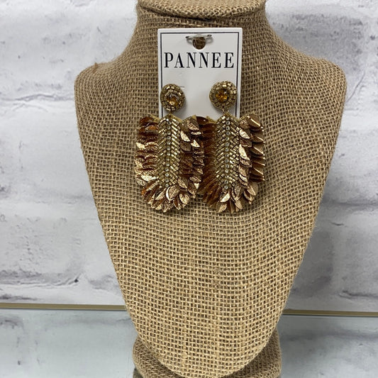 Gold Elipse Bronze Beaded Earring