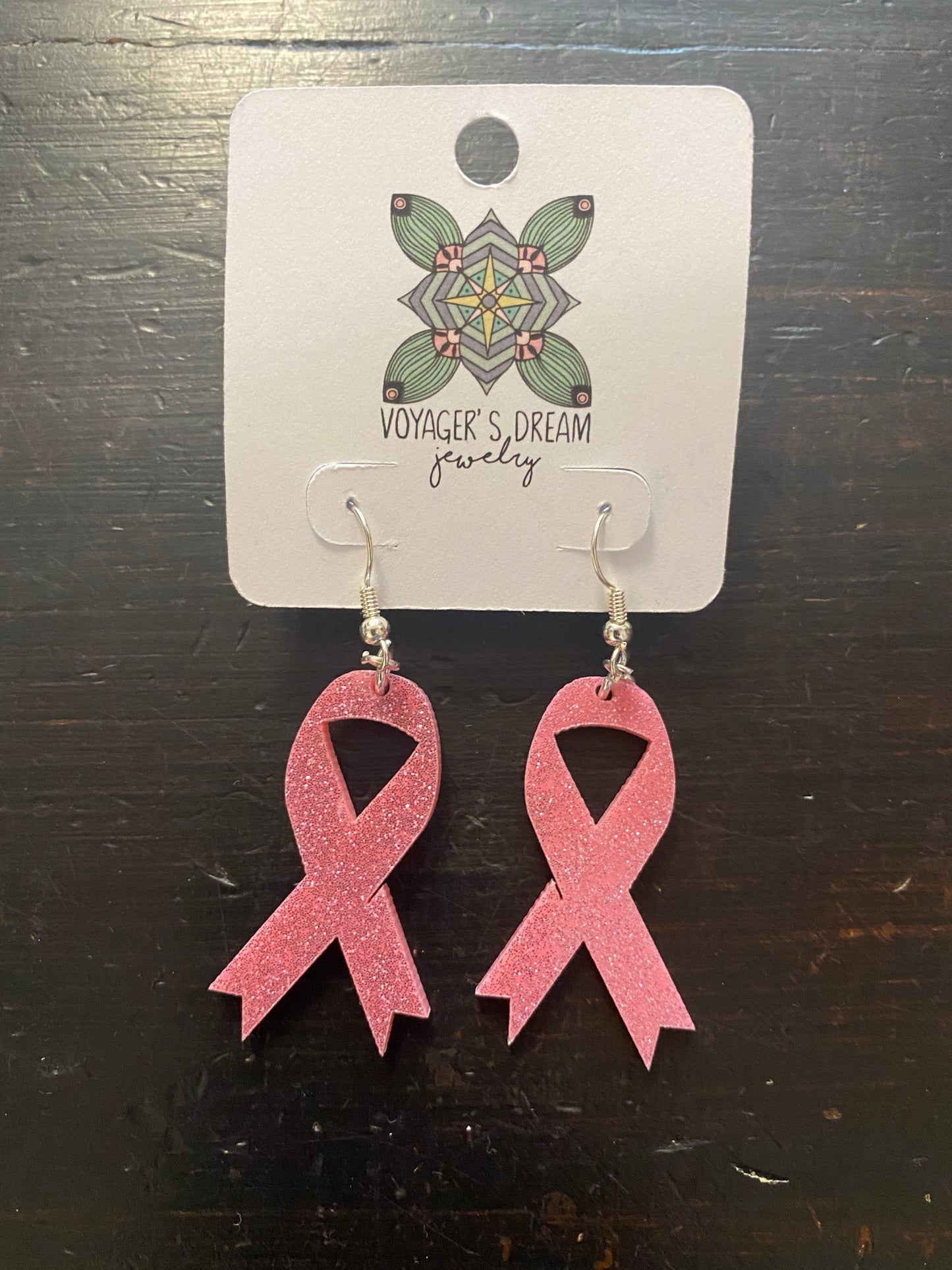 Breast Cancer Acrylic Ribbon Earrings