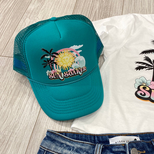 Teal Sun Soaker Trucker Hat