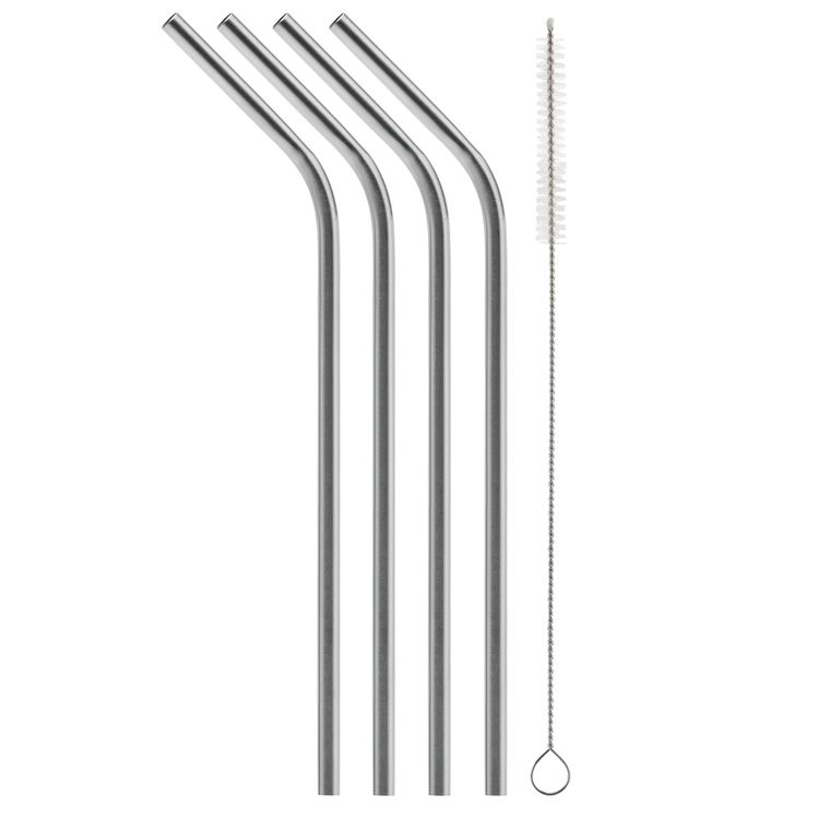 4 Piece Metal Straw Set with Cleaner